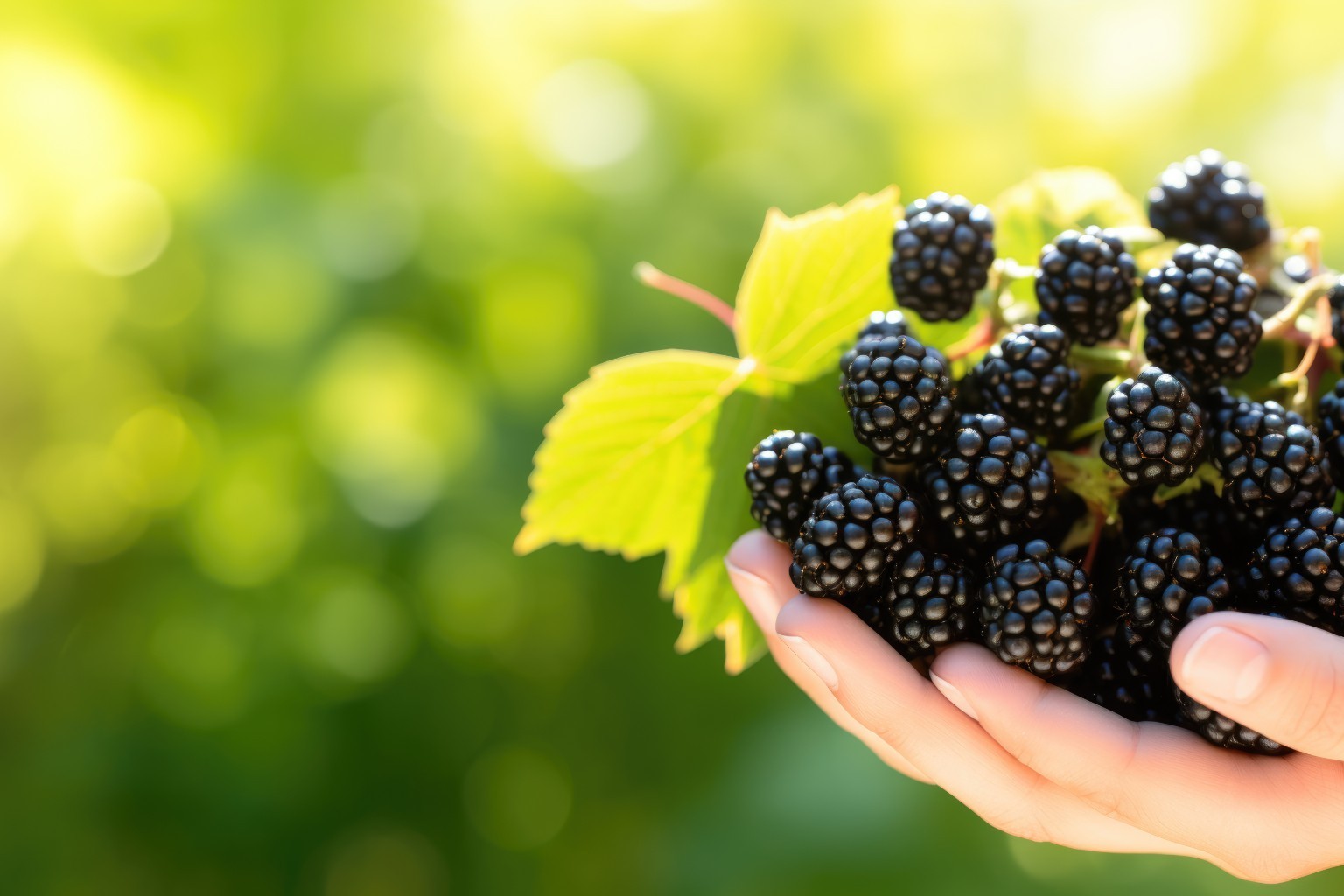 mûres-mains-femme-arrière-plan-jardin-vert-ensoleillé-Photoroom
